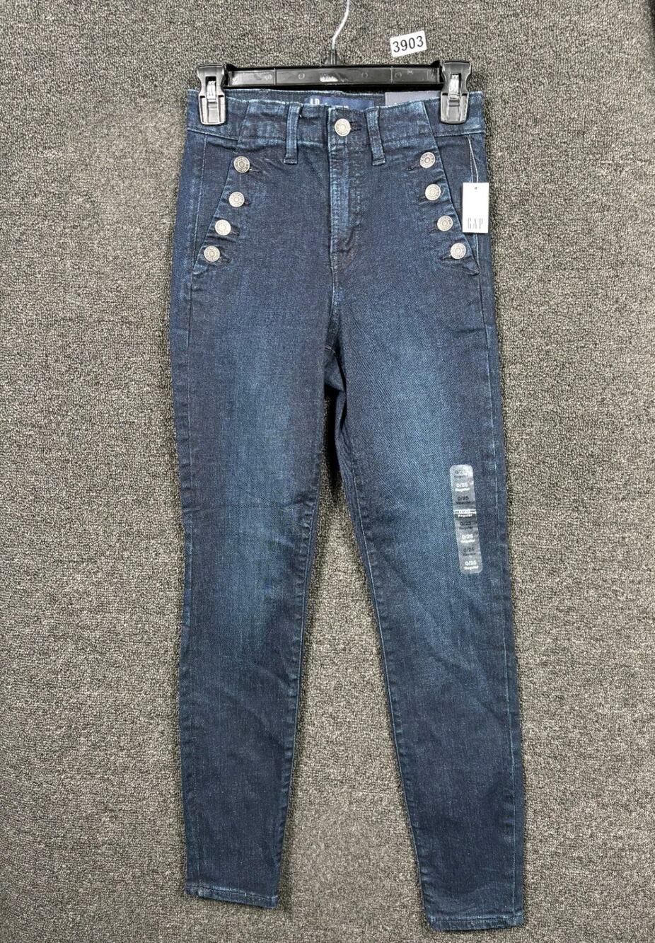 Gap Denim High Rise Legging Jeans With Button Pockets Womens Size 0/25R Blue NEW